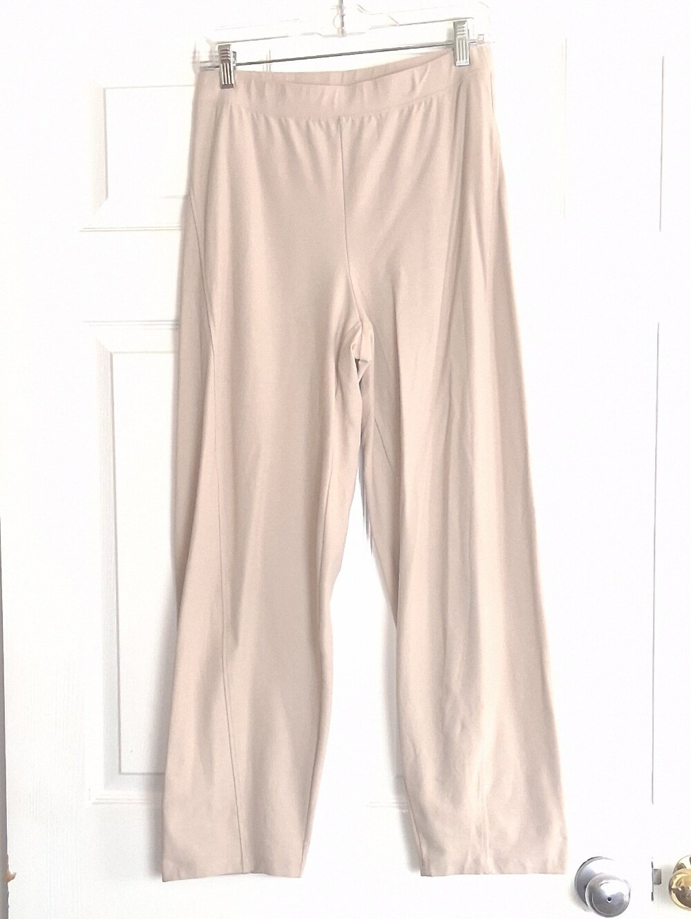Eileen Fisher Stretch Beige Cropped Crepe Lantern Pull On Pants - Picture 2 of 6